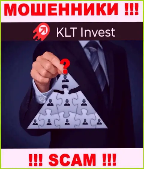 Нет ни малейшей возможности узнать, кто именно является непосредственным руководством организации KLTInvest Com - это стопроцентно мошенники