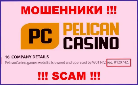 Рег. номер PelicanCasino Games, взятый с их официального сайта - 12974