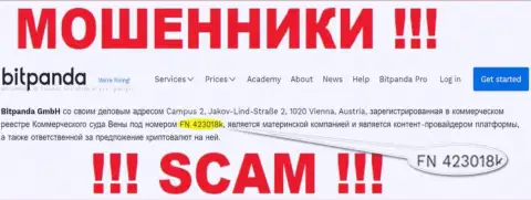 FN 423018k - это регистрационный номер мошенников Bitpanda Com, которые НЕ ОТДАЮТ ДЕПОЗИТЫ !!!