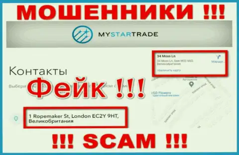 Избегайте совместной работы с компанией MyStarTrade Com - данные интернет-жулики показали липовый официальный адрес