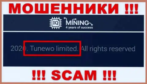 Мошенники IQ Mining пишут, что именно Tunewo Limited руководит их разводняком