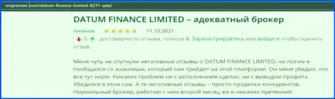 На сайте migreview com представлены материалы о форекс дилинговой организации Datum-Finance-Limited Com