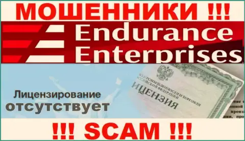 На интернет-портале Endurance Enterprises не указан номер лицензии на осуществление деятельности, а значит, это очередные мошенники