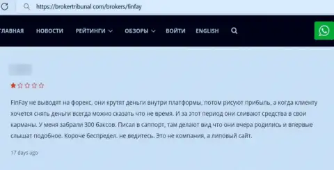 Недоброжелательный достоверный отзыв под обзором деятельности об мошеннической конторе Фин Фай