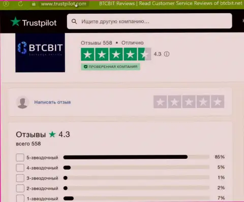 Оценка качества сервиса интернет-организации BTCBit Sp. z.o.o. на сайте Trustpilot Com