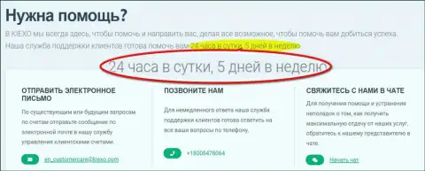 Служба технической поддержки брокерской организации Kiexo Com