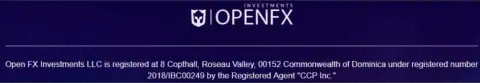 Место регистрации FOREX брокерской конторы Open FX Investments LLC